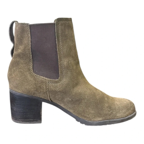 Sam Edelmann Suede Block Heel Chelsea Boot Olive Green Size 10 - Picture 6 of 10